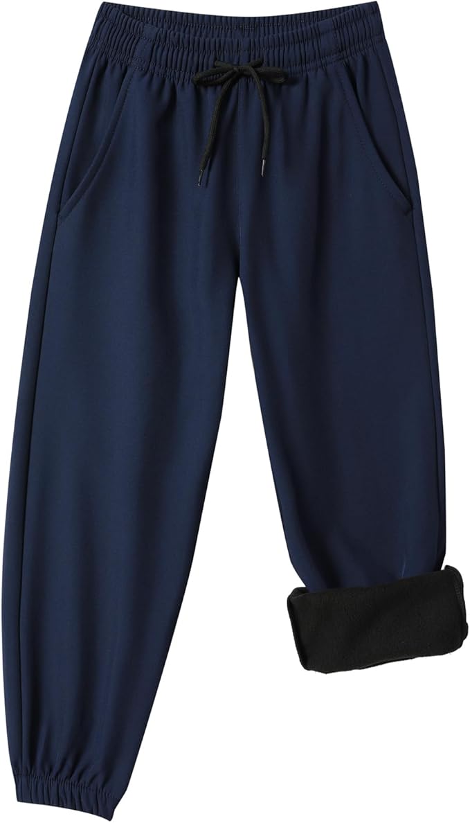 Toddler Fleece Lined Warm Joggers for Baby Boys Girls Thermal Winter Sweatpants Kids Hiking Pants