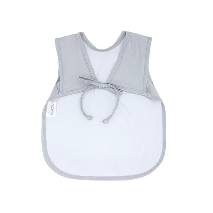 BapronBaby Minimalist Light Grey Bapron - No Neck Tie Safer Bib for Baby & Toddler - Soft Waterproof Stain Resistant - Machine Washable - Sz Baby/Toddler 6m-3T