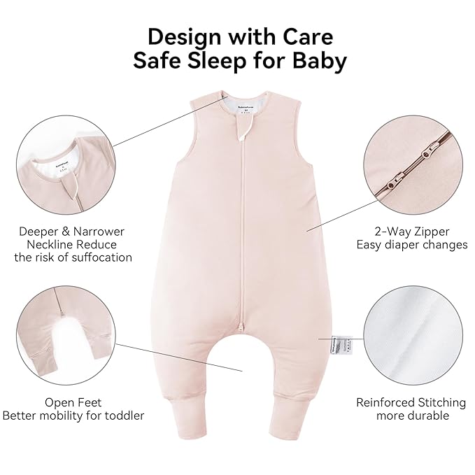 BubblePanda Rayon Made from Bamboo Toddler Sleep Sack with Feet 0.5 Tog Ultra Soft Toddler Sleeping Sack 3t-4t Baby Sleep Bag Walker Wearable Blanket with Legs 2-Way Zipper Lightweight
