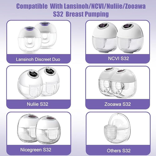 4pcs Silicone Diaphragms Compatible with Lansinoh NCVI Nuliie NICEGREEN Life S32 Breast Pump Replacement Pump Parts, S32 Breast Pump Accessories