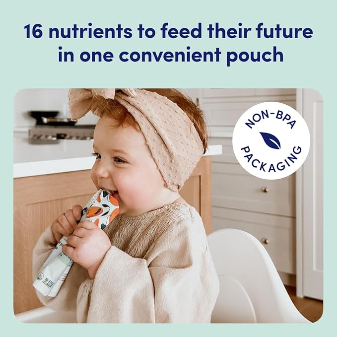 Cerebelly Organic Baby Food Pouches, Sweet Potato Mango Purees, 16 Nutrients, No Added Sugar, Fiber & Non-GMO, 4oz, 6 Pack