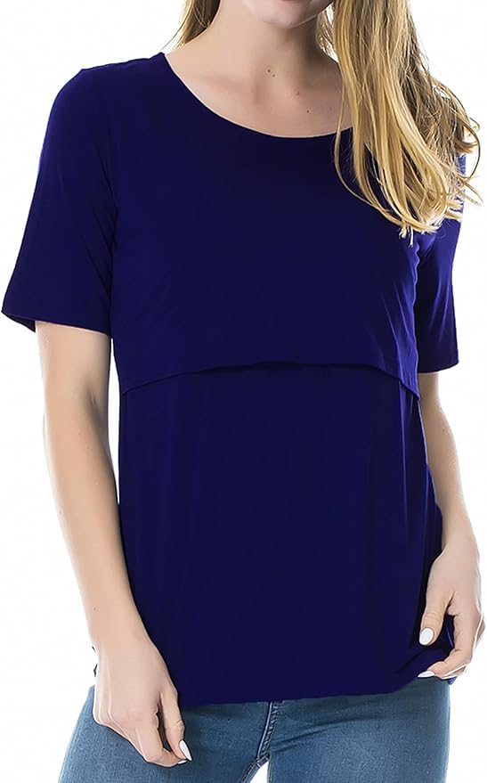 Smallshow Women's Maternity Nursing Tops Short Sleeve Breastfeeding Clothes