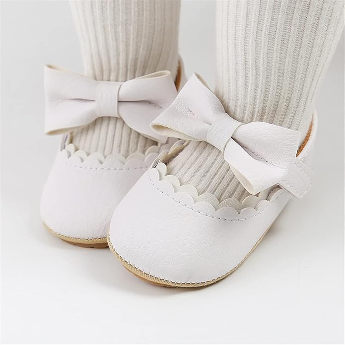 COSANKIM Baby Girls Mary Jane Flats Shoes Anti-Slip Rubber Sole Infant Toddler Princess Wedding Dress Shoes