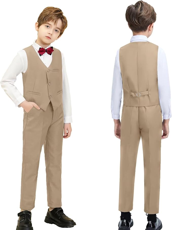 Boys Suit Set Slim Fit Kids Formal Suits Toddler Tuxedo Wedding Prom Classic Suits for Boy Teen Black Blue Dress Outfit