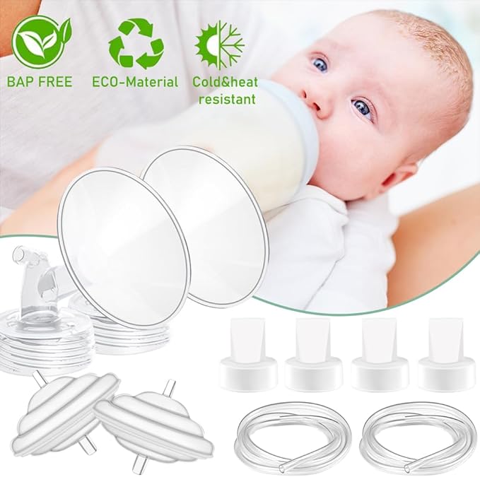 19mm Flange Pump Parts Compatible Spectra S1 S2 9 Breast Pumps Replacement,Full Set Replacements Include Flange Backflow Protector Membrane Duckbill Valve Tube,Not Original Accessories