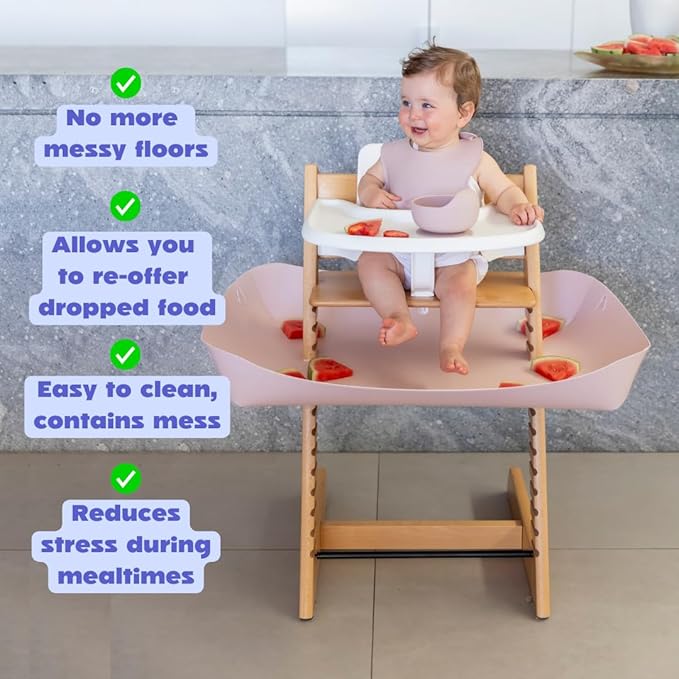 CATCHY -Food Catcher-Compatible with Stokke Tripp Trapp High Chair +11 Other High Chairs-Highchair Sold Separately-Baby & Toddler Food & Mess Catcher-Premium Linen Inspired -Under High Chair Accessory