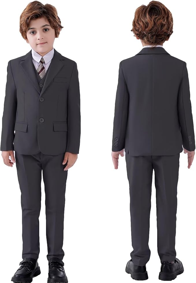 Boys Suit Set Slim Fit Kids Formal Suits Toddler Tuxedo Wedding Prom Classic Suits for Boy Teen Black Blue Dress Outfit