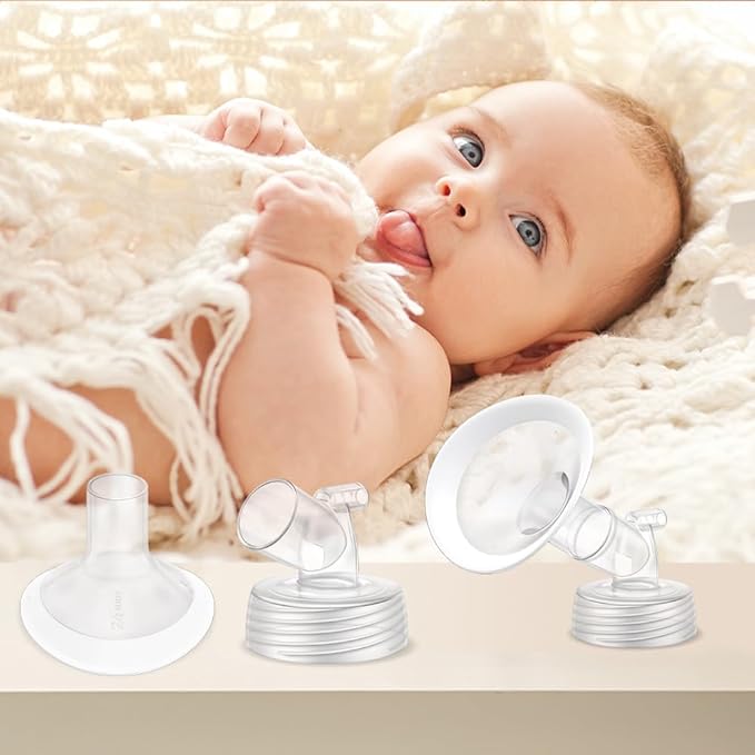 2 Packs 19mm Flange Set, Updated Soft Rim Shield and Wide Mouth Base Connector Pump Parts for Spectra S2 Spectra S1 9 Plus Breastpumps Accessories, 106 Degree Wider Opening Angel