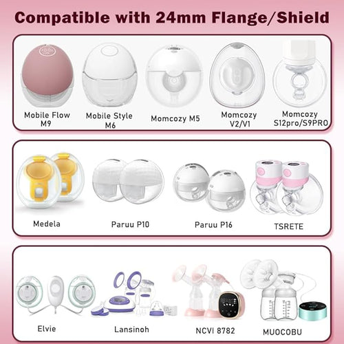 8PC Flange Insert 15/17/19/21mm Compatible with Momcozy M5/M6//M9 Wearable Breast Pump Replacement, BPA Free Silicone M5/M6/M9 Flange Inserts Same Suction as OEM(8PC-4Size)