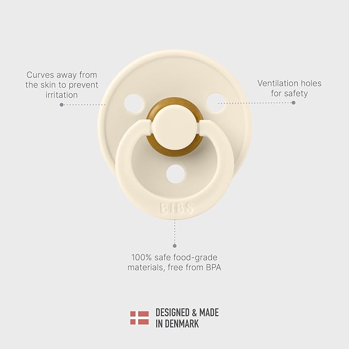 BIBS Colour Liberty Soother 2-Pack, BPA Free Dummy Pacifier, Round Nipple. Natural Rubber Latex, Made in Denmark, Size 2 (6-18 Months), Capel Blush