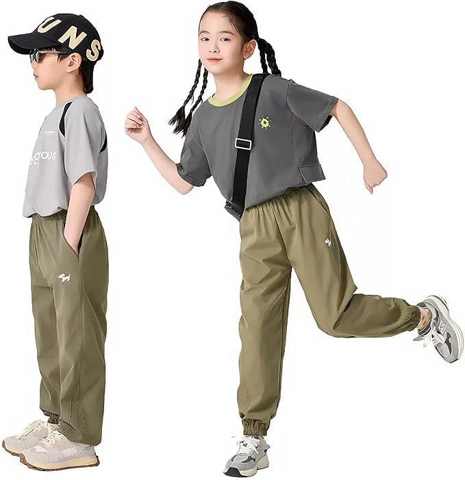 Boys Joggers Pants Youth Quick-Dry Lightweight Athletic Hiking Gym School Pants with Pockets Sweatpants Clothes 3-12Y
