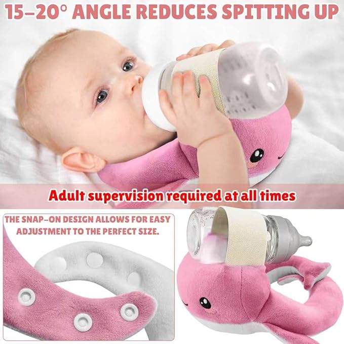 kornsurte Nursing Pillow for Bottle Feeding, Bottle Holder Support Pillow, Ergonomic Comfort Nursing Essentials for Mom, Sore Arm & Wrist Relief (Pink)