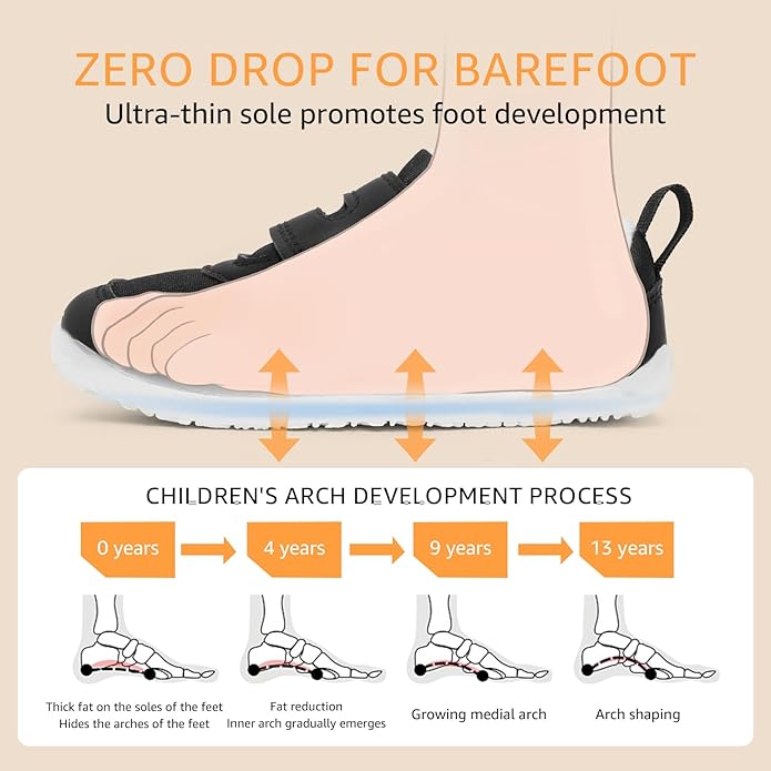 Toddler Wide Toe Box Barefoot Shoes Boys Girls Sneakers Kids Tennis Shoes Preschool Non Slip Lightweight Comfortable First Walking Shoes Running Outdoor Activities