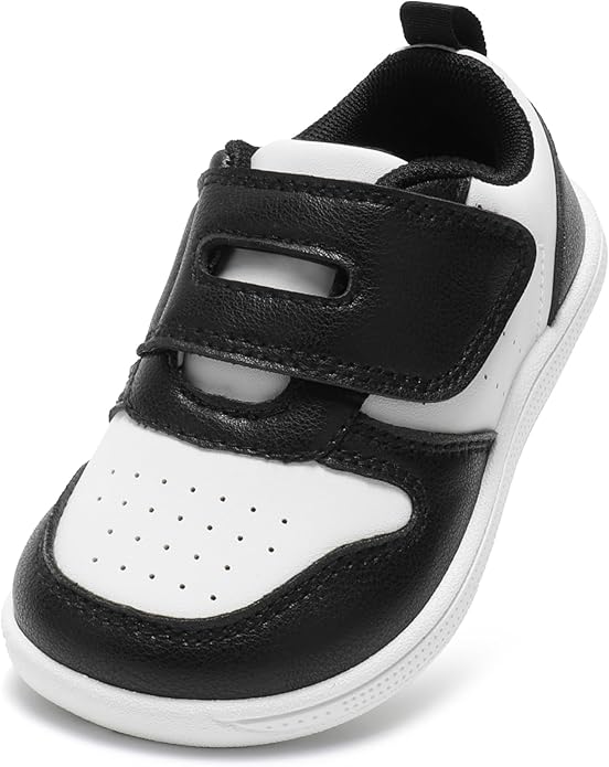Toddler Wide Toe Box Barefoot Shoes Boys Girls Sneakers Zero Drop Kid Tennis Running Shoes Lightweight Non-Slip Comfortable Leather First Walking Shoe Outdoor Activities School