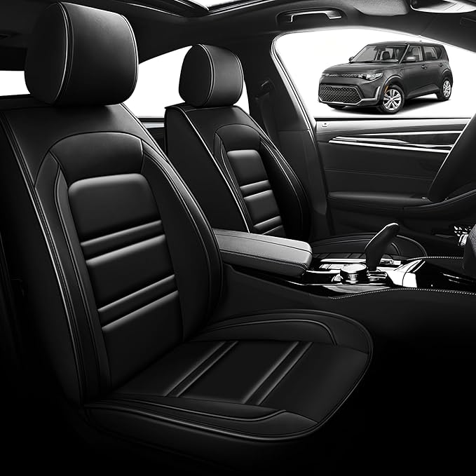 Seat Cover for kia Soul 2010-2025 | Car Seat Covers Front Seats, Waterproof Seat Protectors, Automotive Front Seat Covers (Front Seat, Black)