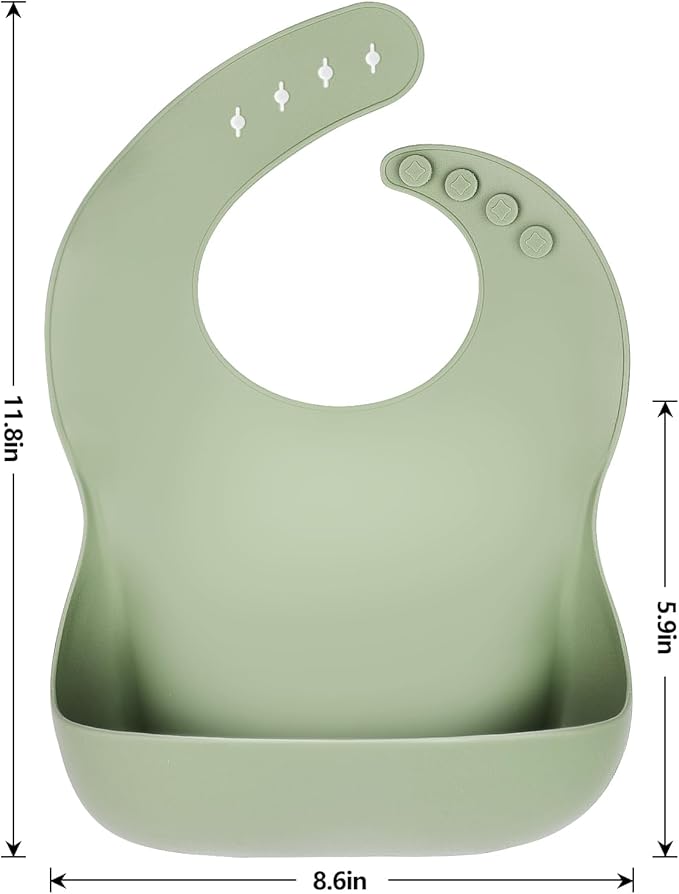 Silicone Bibs for Babies Toddler Set of 3, BPA Free, Soft Adjustable Waterproof Bibs for Feeding Essentials