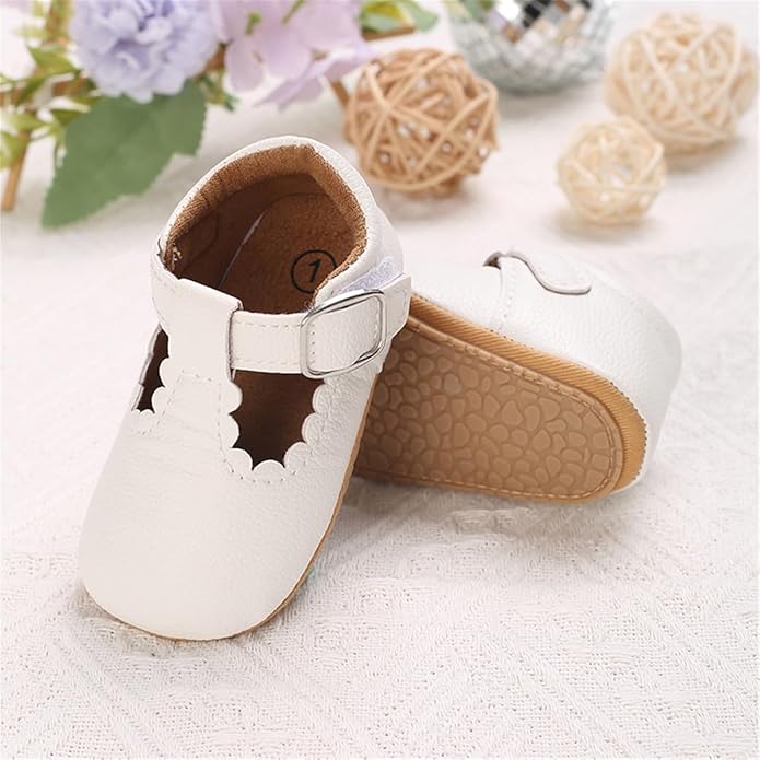COSANKIM Baby Girls Mary Jane Flats Shoes Anti-Slip Rubber Sole Infant Toddler Princess Wedding Dress Shoes