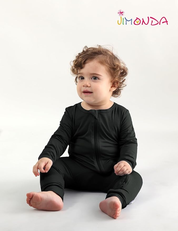 Jimonda Baby Footless Pajamas,Two Zip Closure Long Sleeve Romper,Infant Clothes Pjs 4 Pcs