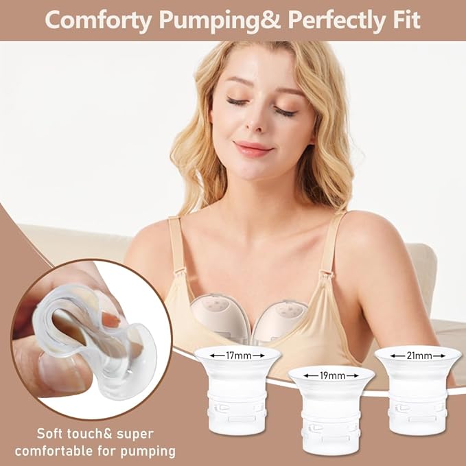 6pcs Flange Insert 17/19/21mm Compatible with eufy S1 Pro/S1/E10/E20 Wearable Breast Pump, Replace for eufy Breast Pump Sizing Insert, Fit for eufy Breastpump Replacement Parts