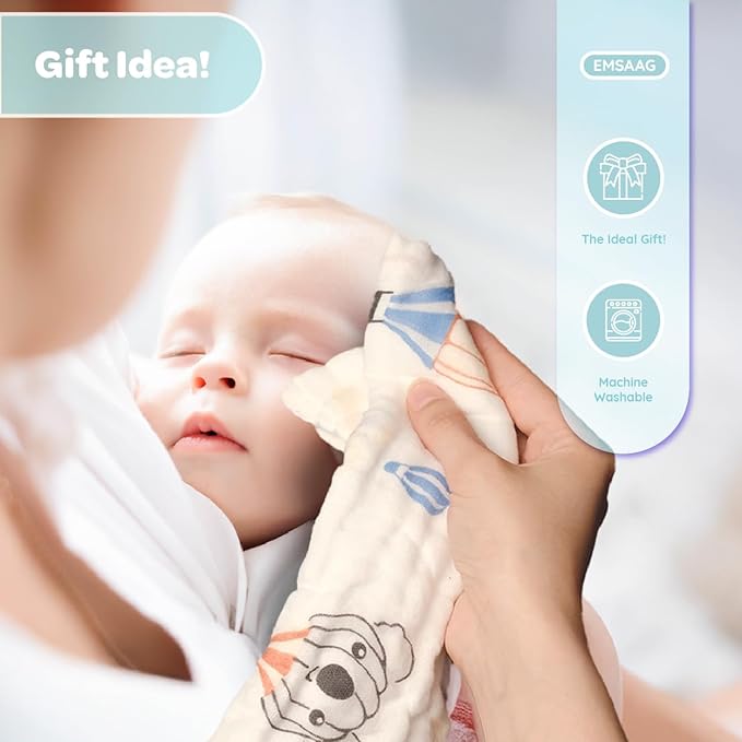 Muslin Baby Washcloths Baby Wipes Newborn Pack of 7-Car Patten, Absorbent Baby Bath and Face Towels for Newborn,100% Cotton,Burp Cloths,Feeding Towels for Babies and Infants,Reusable-10x10