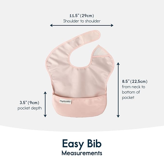 Tiny Twinkle Mess Proof Baby Bibs for Eating – Waterproof, Wipeable Toddler Bibs with Pocket – Baby Food Bibs for Girls & Boys(5 Pack, Girl Spring)