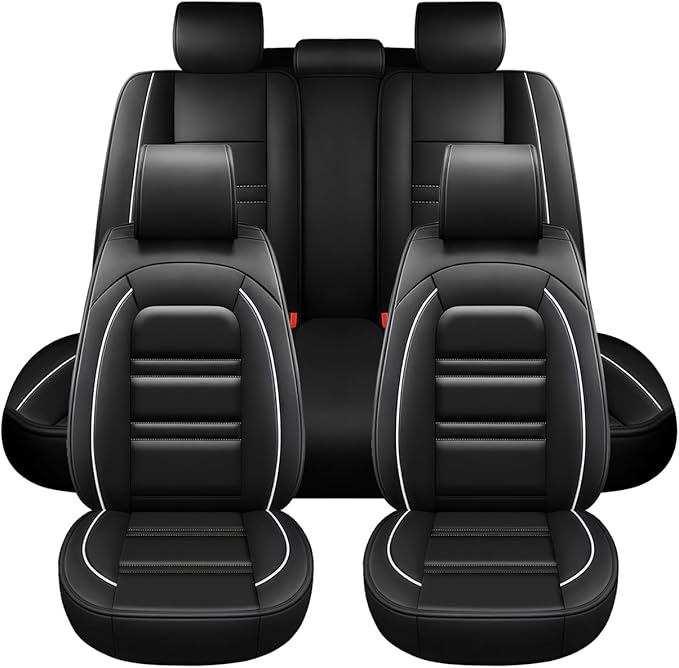 Seat Covers for Chevy trax 2015-2025 | 5-Seats Leather Seat Covers, Easy to Install Automotive Seat Covers Full Set (Full Set, Black&White Line)