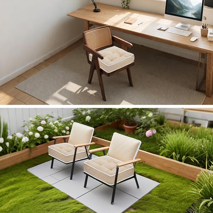 ERWUDEling Outdoor Tufted Chair Cushion Set of 2 Waterproof and Fade-Resistant Chair Pads with Ties 19x19x5 inch for Patio Dining Chairs Indoor/Outdoor Use,Apricot