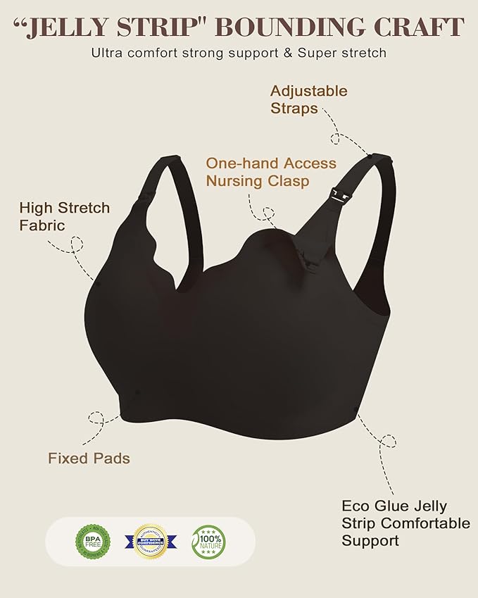 As Fairy Wireless Seamless Pumping Bra Hands Free Nursing Bra Wirefree Comfort Wearable Breast Pump Brass