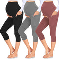 GROTEEN 3 Pack Women's Maternity Leggings with Pockets Over The Belly Workout Yoga Pregnancy Pants