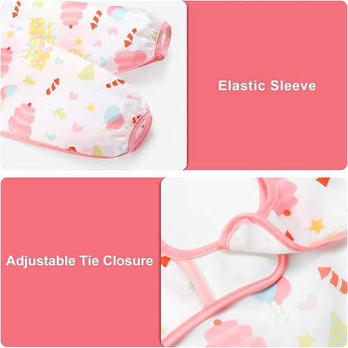 Accmor 5 Pack Long Sleeve Bibs, Baby Smock Waterproof Sleeved Bib Smock for Baby Toddler 6-36 Months