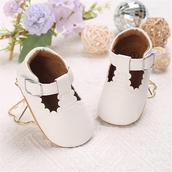 COSANKIM Baby Girls Mary Jane Flats Shoes Anti-Slip Rubber Sole Infant Toddler Princess Wedding Dress Shoes