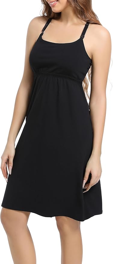 SUIEK 3-Pack Maternity Nursing Nightgown Cotton Breastfeeding Dress Pregnancy Tank Tops Sleepwear