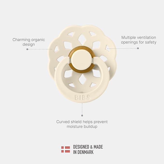 BIBS Boheme Soother 4-Pack | BPA Free Dummy Pacifier | Round Nipple | Natural Rubber Latex | Made in Denmark | Size 6-18 Months | Blossom Mix