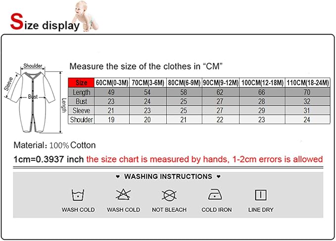 Newborn Baby 2-way Zipper Romper Cotton One-piece Jumsuit 3-pack, 0-24 Months