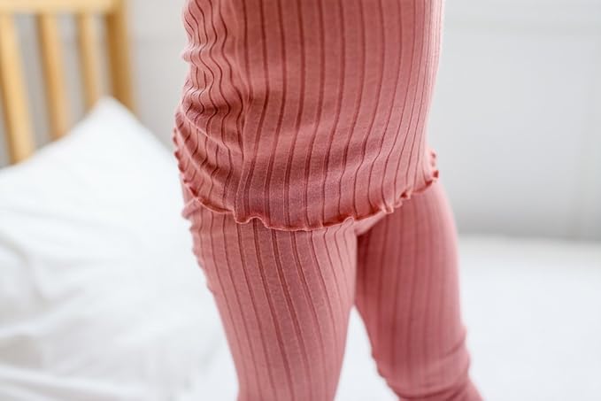 VAENAIT BABY 6M-12Y Infant Kids Toddler Junior Girls Soft Comfy Modal Tencel Shirring Sleepwear Pajamas 2pcs Set