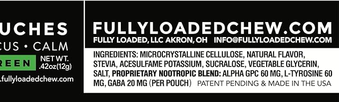 Fully Loaded Alpha Nootropic Pouches (Wintergreen) - 5 Cans - 15 Pouches per can - Effective Nootropic Delivery, Nic Pouch Replacement - Faster Absorption, Alpha GPC, L-Tyrosine, GABA