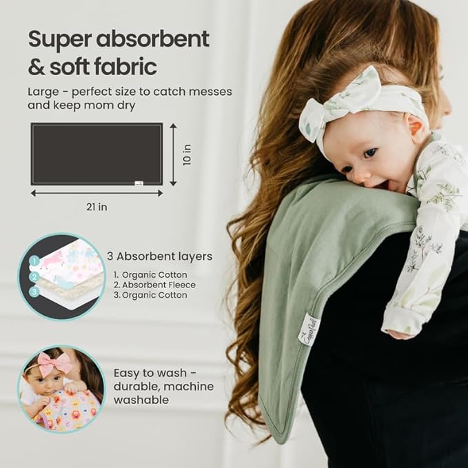 Copper Pearl Premium Baby Burp Cloths - 3-Pack Large Cotton Burp Cloths, Extra Soft Spit Up Rags with 3 Absorbent Layers, Perfect for Baby Boy and Baby Girl Gifts (21" x 10" Size, Santa Fe Set)