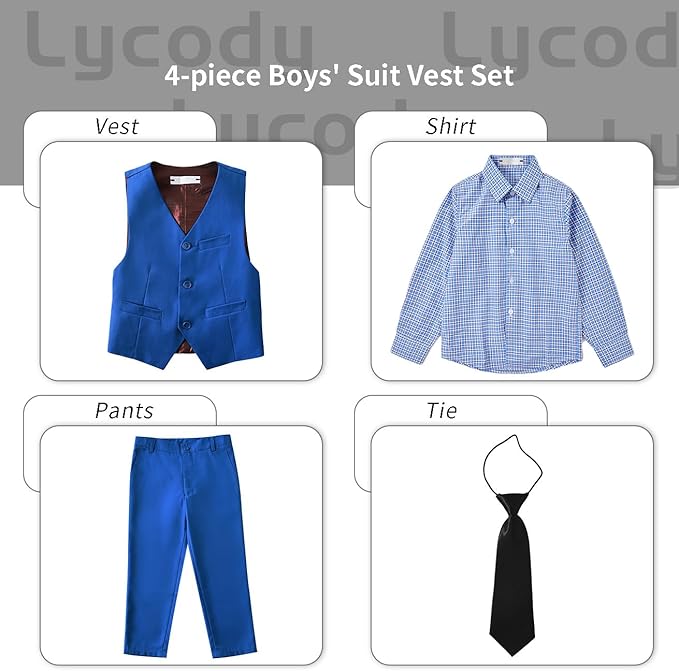 Boys Vest Set Formal Dress Suits Wedding Outfit Dresswear