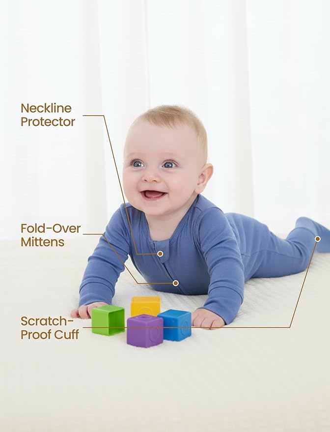 PATPAT Baby Footies Boys Girls - Bamboo Viscose - Zipper & Non-Slip Soles Romper Mitten - Footed & Footless Infant Clothes