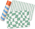 APLAINR Proud Placemats, Silicone Placemats for Babies, Toddlers & Kids, Activity Mats for Children, Checkered and Stripe Patterns, Non Slip, 16 x 12 inch, Set of 2, Matcha Green