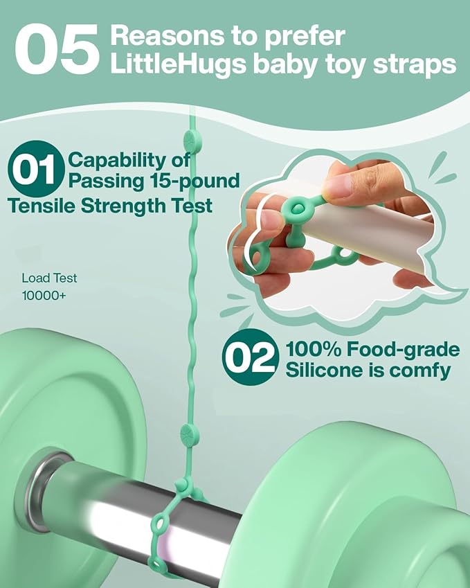 Toy Straps for Baby, Adjustable Toy Holder for Stroller Accessories, Silicone Baby Tether Pacifier Clip, No Throw Baby Travel Essential Leash for High Chair, Car Seat (6-Pack)
