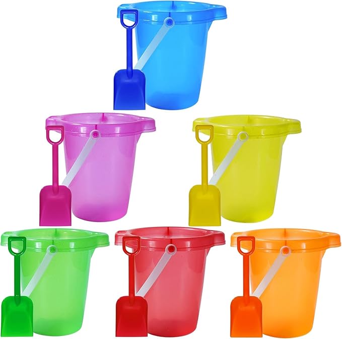 Holady 7.6" Inch Sand Beach Buckets Pail and Sand Shovels Set for Kids,Sand Bucket Water Bucket for Beach Fun Great Summer Party Accessory