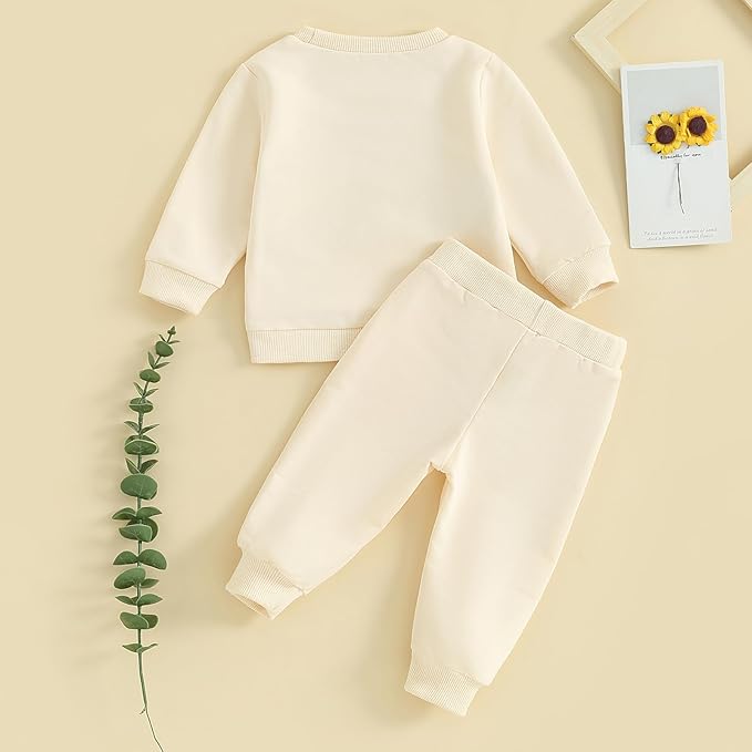 Fernvia Toddler Baby Girl Clothes 3 6 9 12 18 24 Months Fall Outfits Solid Long Sleeve Sweatshirt Tops + Pants Set