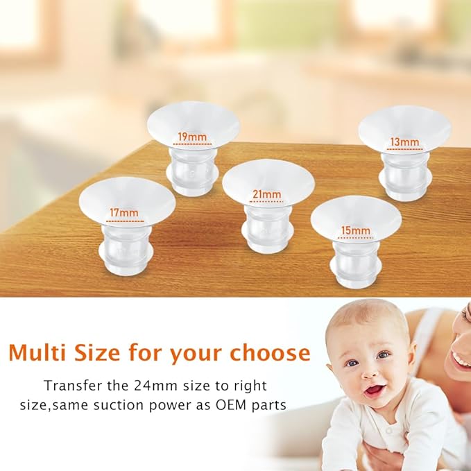 Flange Inserts 10PCS 17/19mm*5,24mm Breast Pump Shields/Flanges Compatible with Momcozy S9/S9pro/S10/S12/S12pro/Spectra/Medela/TSRETE, Reduce 24mm Tunnel Down to Correct Size