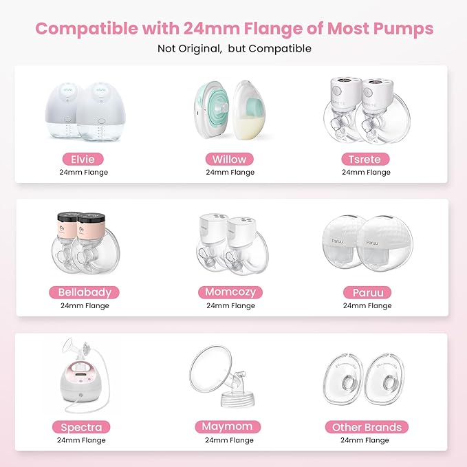 Flange Inserts 17mm(8PCS) & Nipple Ruler & Cleaning Brush, 3 in 1 Flange Sizing Kit, Silicone Flange Insert Kit for 24mm Most Pumps, Breast Pump Replacement Accessories