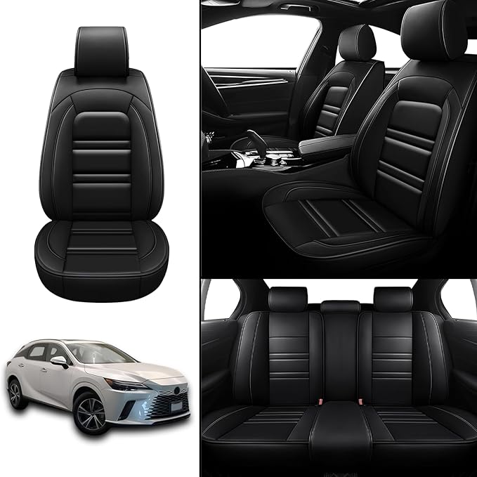 Seat Covers for Lexus Car rx350 2007-2024 | 5-Seats Leather Seat Covers, Easy to Install Automotive Seat Covers Full Set (Full Set, Black)