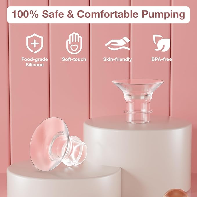 Flange Inserts 21mm for 24mm Flanges/Shields of Pumps, Softer Silicone Flange Insert Compatible with Momcozy/Spectra/eufy/Medela/TSRETE Breastpump, Replacement Pump Parts Flanges Sizing Kit, 6PCS-21mm