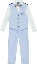 Nautica Boys' 4-Piece Formal Suit Set with Vest, Pants, Collared Dress Shirt, and Tie