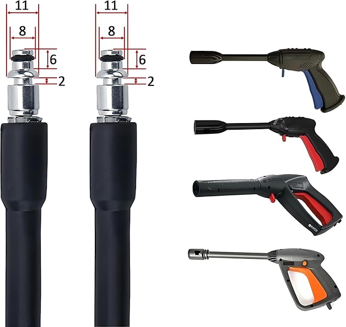 5800PSI/400Bar Ultra Flexible Pressure Washer Hose for Bosch Home Cleaning, 5M-30M High Pressure Extension Tube with Quick-Connect Adapter,(Red/Blue/Yellow/Green/Grey/Orange/Light Blue)(Yellow,64FT)