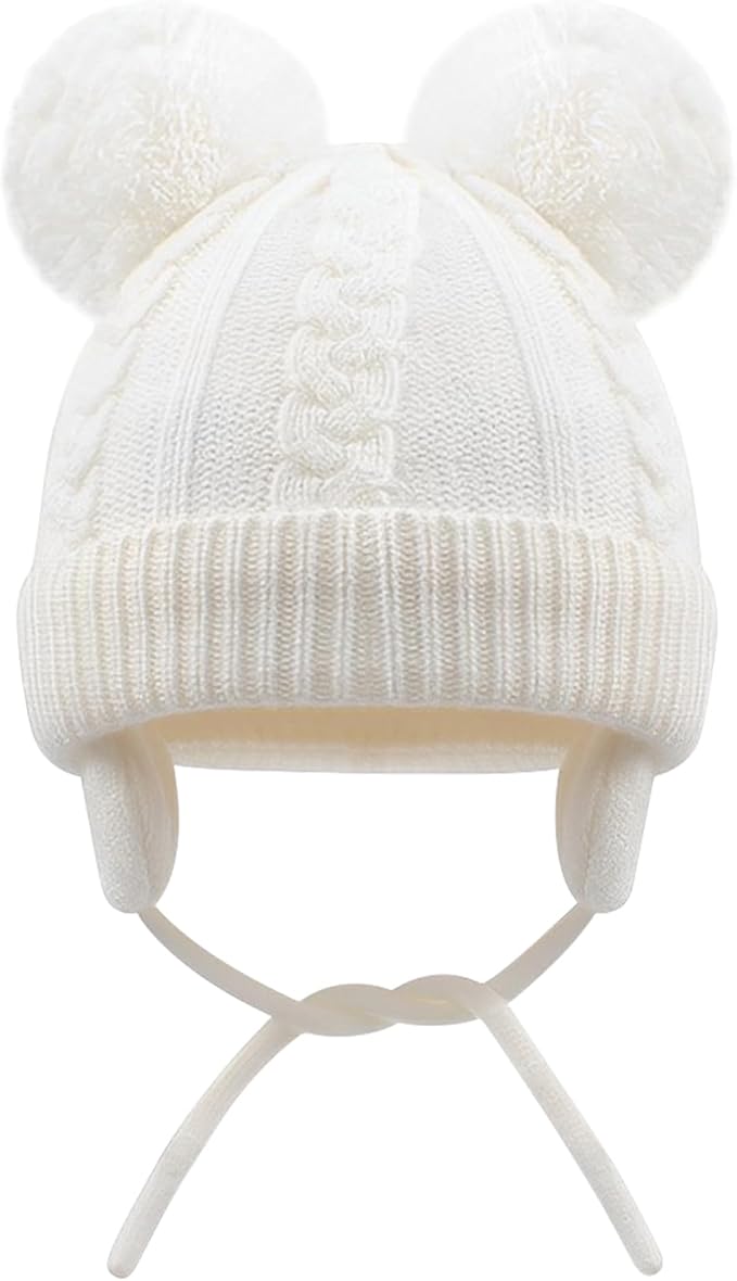 Duoyeree Toddler Winter Hat with Earflap Scarf Hood Thick Warm Kids Skull Cap for Baby Girls Boys